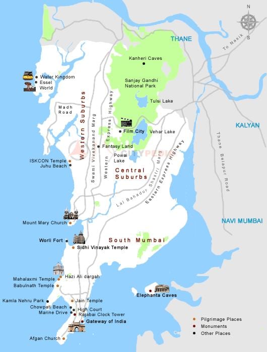 Bombay harta orasului turism