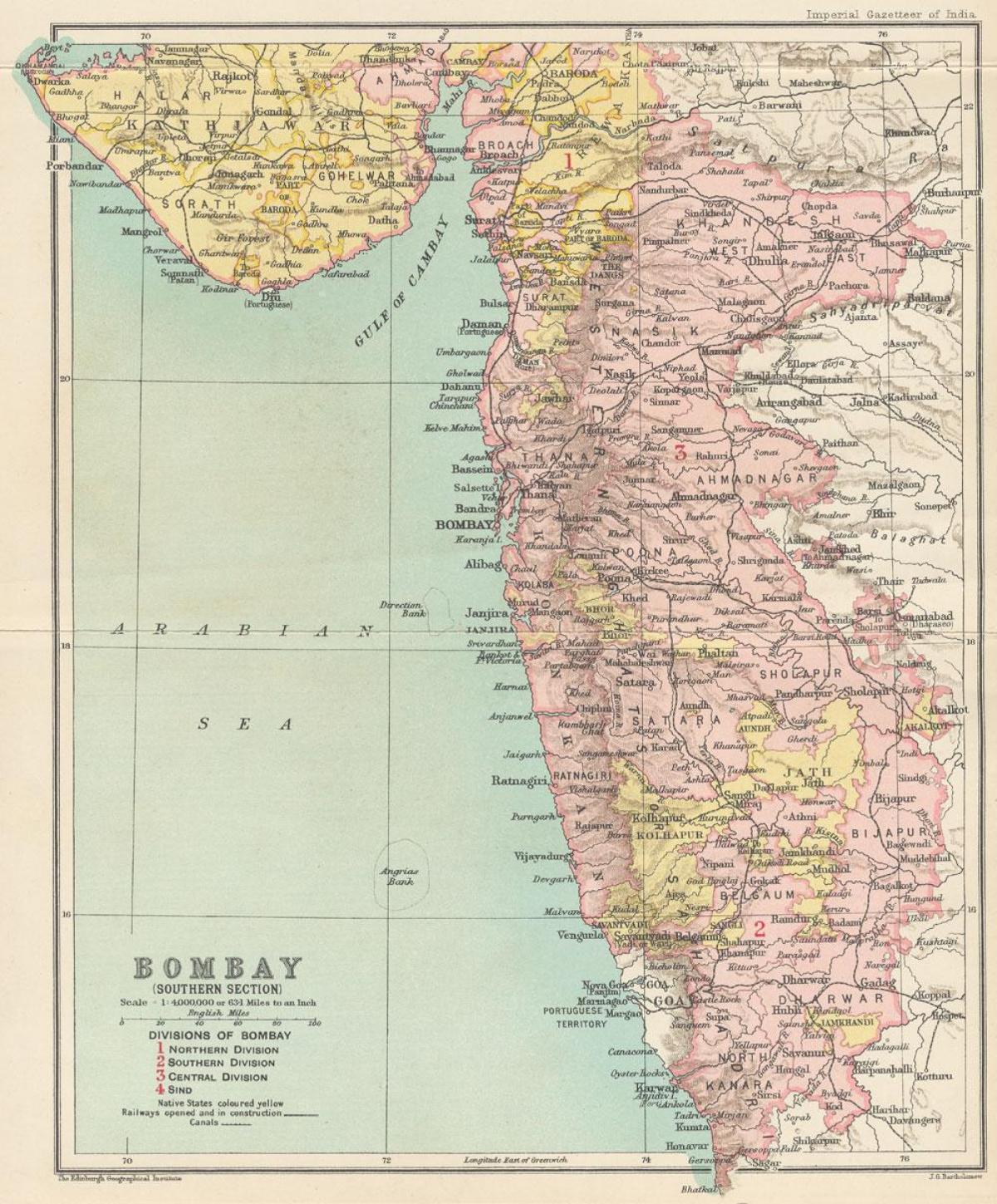 harta președinția Bombay