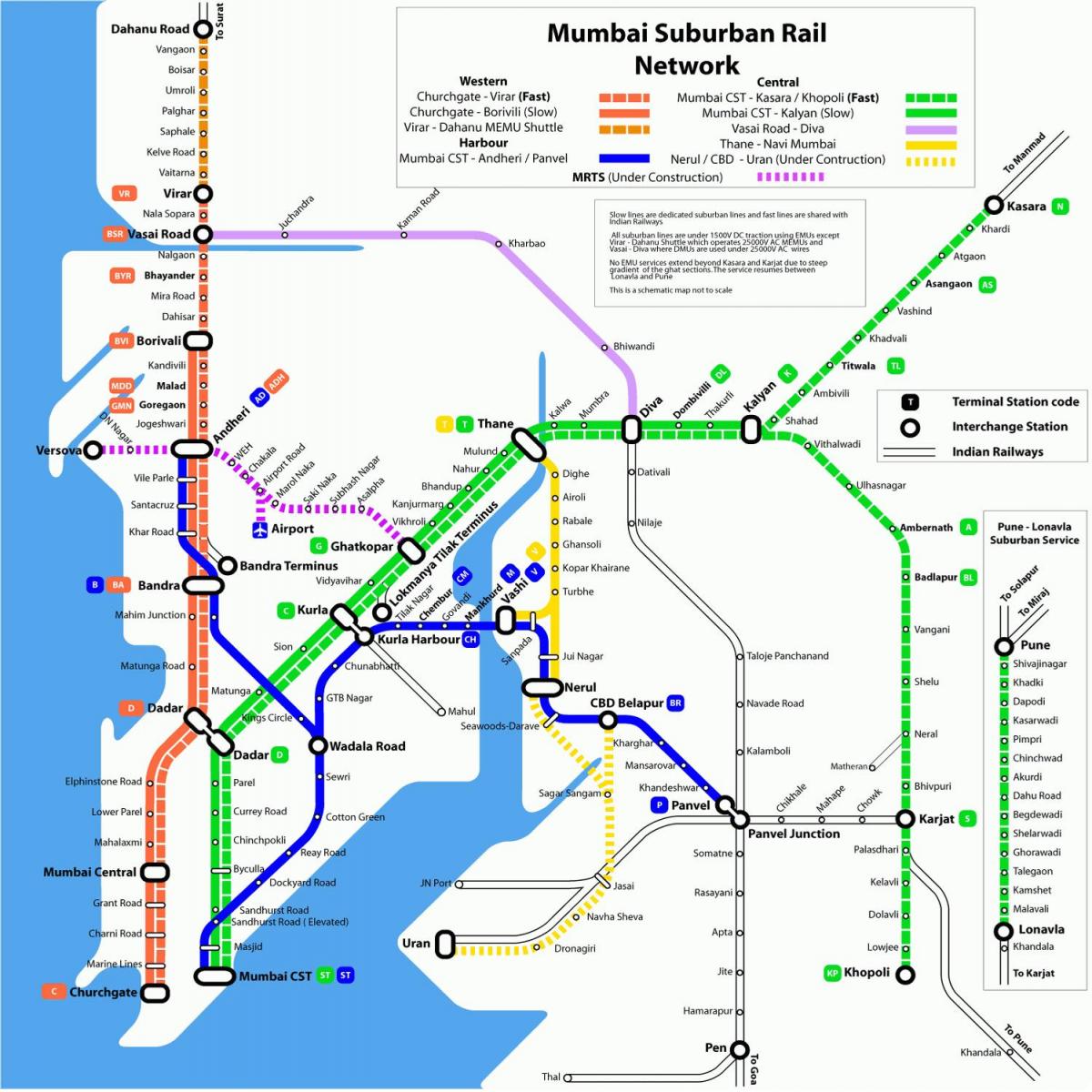 Mumbai-vest a căilor ferate hartă