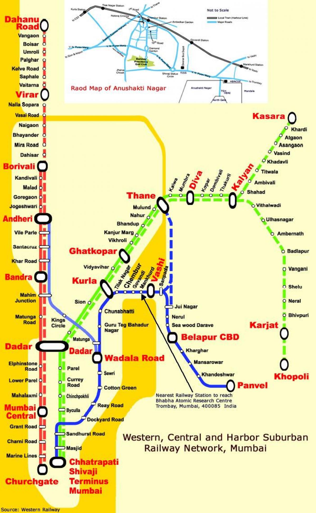 Mumbai central stații de linie hartă