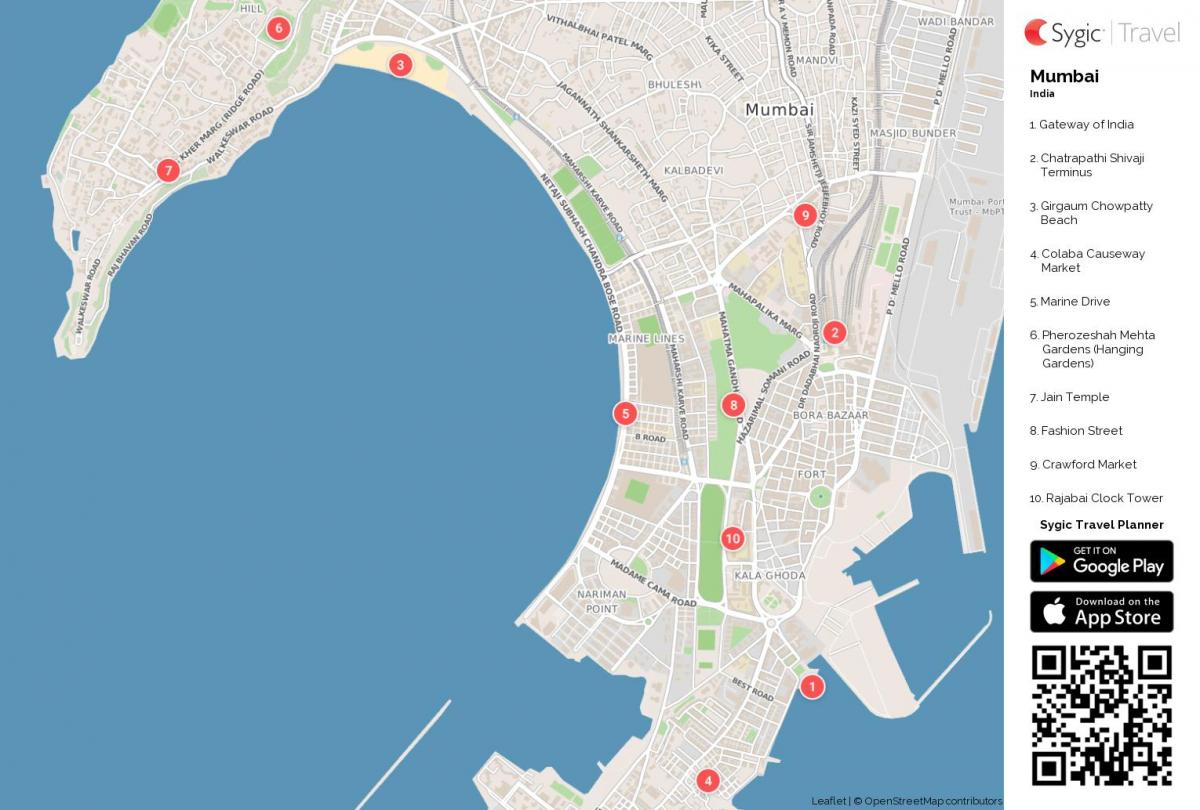 Mumbai harta obiectivelor turistice