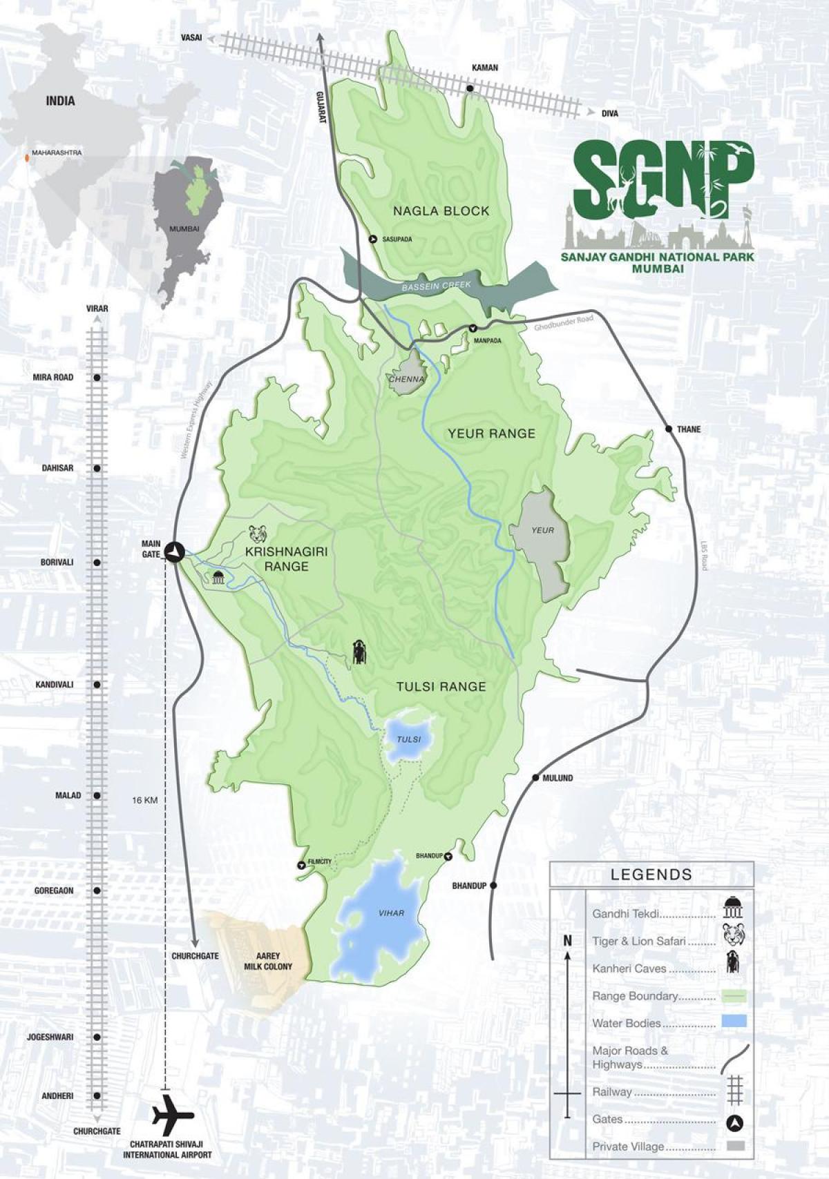 Borivali national park arată hartă