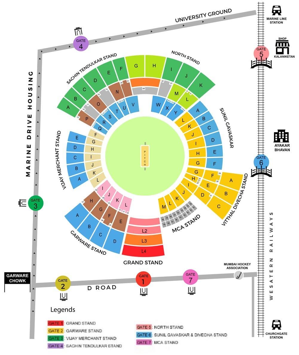 Wankhede stadium, Mumbai arată hartă